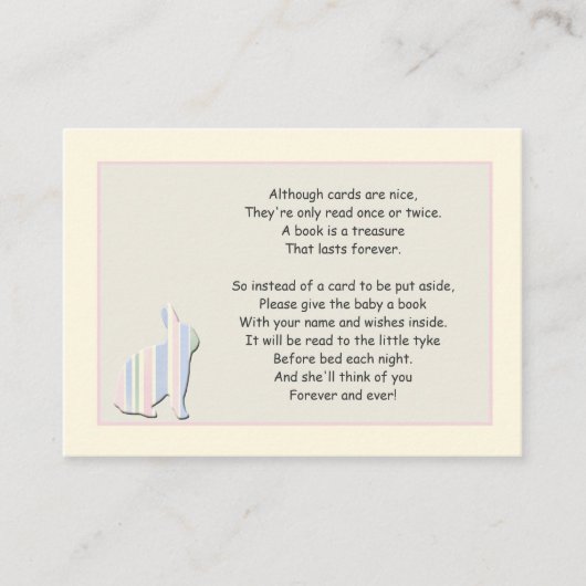 Baby shower Boek Gedicht Roze Insert Kaart (Voorkant)