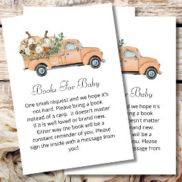 Baby shower boek herfst pompoen rustiek bruin bloe informatiekaartje