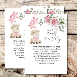 Baby shower boek lief klein lamsje roze rozen informatiekaartje
