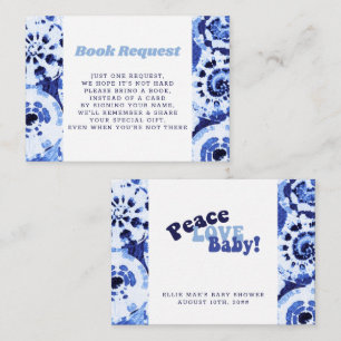 Baby Shower Boek Verzoek Tie Dye Blauwe Shibori Informatiekaartje