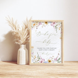 Baby shower Boek voor Baby Boho Wildflowers Poster