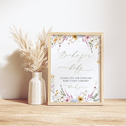 Baby shower Boek voor Baby Boho Wildflowers Poster