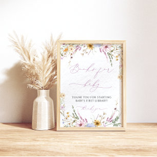 Baby shower Boek voor Baby Elegant Wildflower Poster