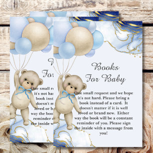 Baby shower boek We kunnen bijna wachten blauw bal Informatiekaartje