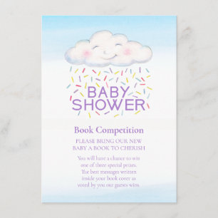 Baby shower boek wedstrijd cloud snoep sprinkles informatiekaartje