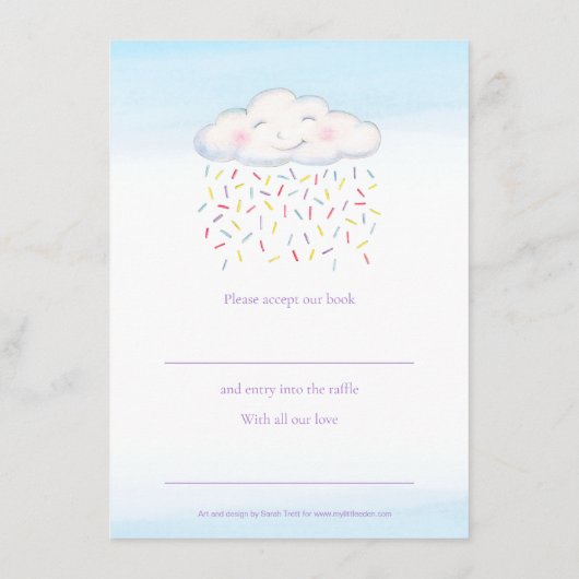 Baby shower boek wedstrijd cloud snoep sprinkles informatiekaartje (Achterkant)