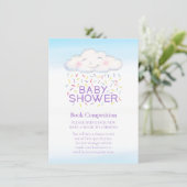 Baby shower boek wedstrijd cloud snoep sprinkles informatiekaartje (Staand voorkant)