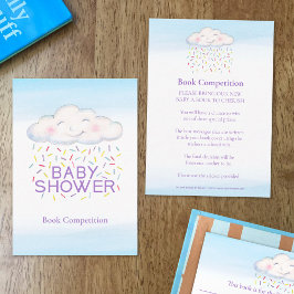 Baby shower boek wedstrijd cloud snoep sprinkles informatiekaartje