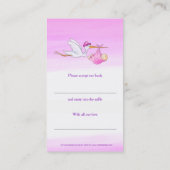 Baby shower boek wedstrijd meisje ooievaar kunst k visitekaartje (Achterkant)