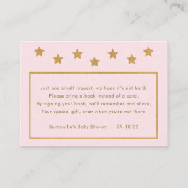 Baby shower Boekaanvraag, Blauw Roze Goudsterren Informatiekaartje