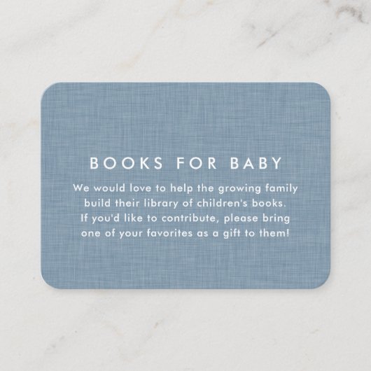Baby shower Boekaanvraag Eenvoudig Chambray blauw Informatiekaartje (Voorkant)