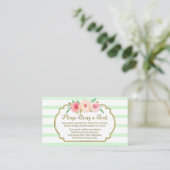 Baby shower Boekaanvraag Kaart Pink Floral Mint (Staand voorkant)