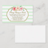 Baby shower Boekaanvraag Kaart Pink Floral Mint (Voorkant / Achterkant)