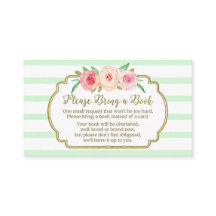 Baby shower Boekaanvraag Kaart Pink Floral Mint