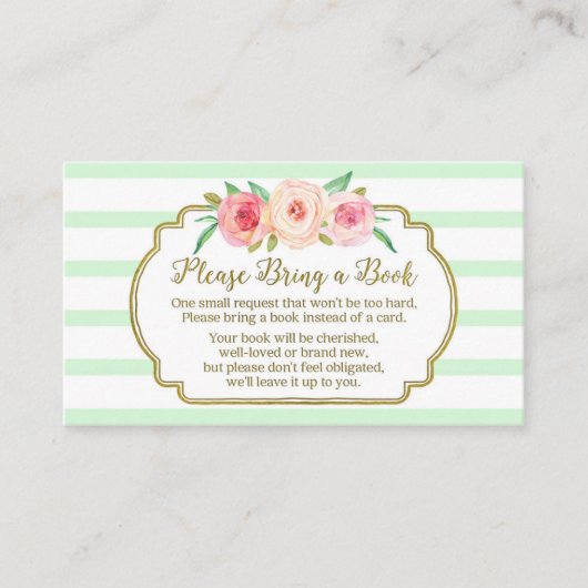 Baby shower Boekaanvraag Kaart Pink Floral Mint (Voorkant)