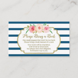 Baby shower Boekaanvraag Kaart Pink Floral Navy