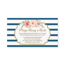 Baby shower Boekaanvraag Kaart Pink Floral Navy