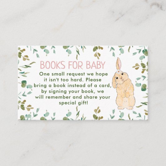 Baby shower boekaanvraag om kleine bundel informatiekaartje (Voorkant)