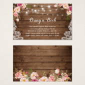 Baby shower Boekaanvraag Rustiek Roze Bloemen Kant Visitekaartje (Voorkant /achterkant)