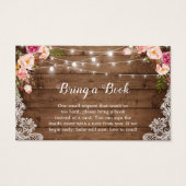 Baby shower Boekaanvraag Rustiek Roze Bloemen Kant Visitekaartje (Voorkant)