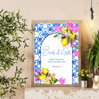 Baby shower boeken en cadeaubordje Blauwe Tegels C