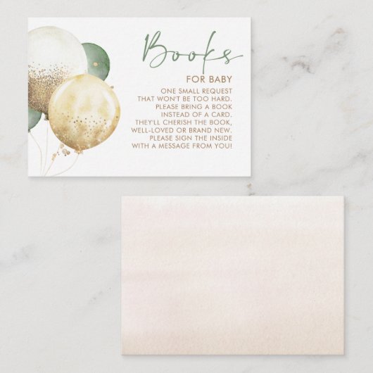 Baby shower Boeken met bruine en zwarte ballonnen Informatiekaartje (Voorkant / Achterkant)