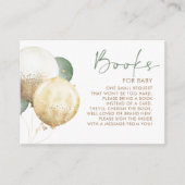 Baby shower Boeken met bruine en zwarte ballonnen Informatiekaartje (Voorkant)