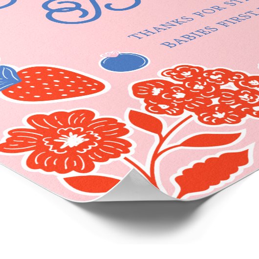 Baby shower Boeken voor Baby bessen en bloemen Poster (Hoek)