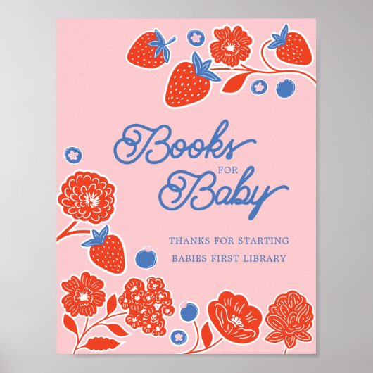 Baby shower Boeken voor Baby bessen en bloemen Poster (Voorkant)