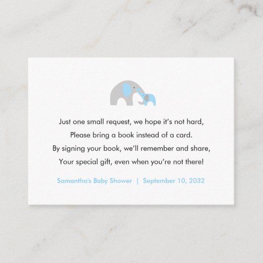 Baby shower boeken voor baby informatiekaartje (Voorkant)