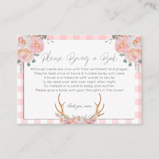 Baby shower Boeken voor Baby | Koraal Floral Baby Informatiekaartje (Voorkant)