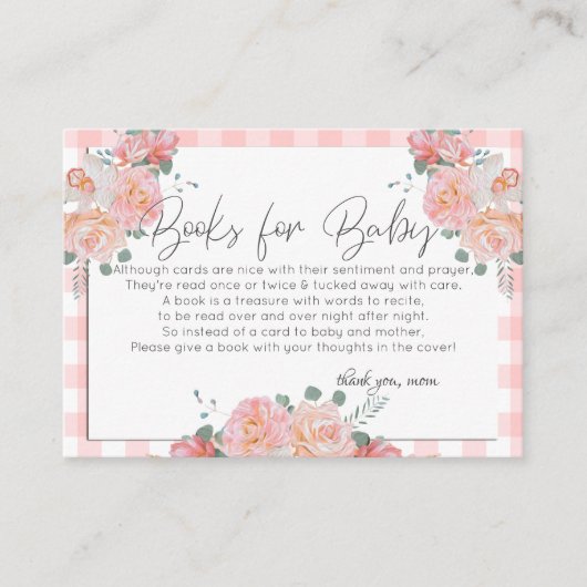 Baby shower Boeken voor Baby | Koraal Floral Baby Informatiekaartje (Voorkant)