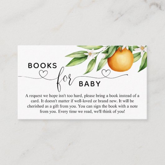 Baby shower Boeken voor Baby Oranje Cutie Informatiekaartje (Voorkant)