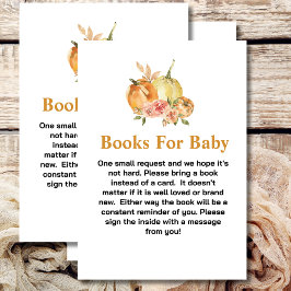 Baby shower boeken voor baby pompoen roze bloemig informatiekaartje