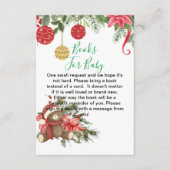 Baby shower boeken voor baby winter rood poinsetti informatiekaartje (Voorkant)