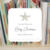 Baby shower boekenplaat zeester vierkante sticker
