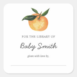 Baby shower Boekplaat Oranje Sticker