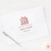 Baby shower Boekplaat Roze Bow Sticker (Envelop)