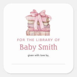Baby shower Boekplaat Roze Bow Sticker
