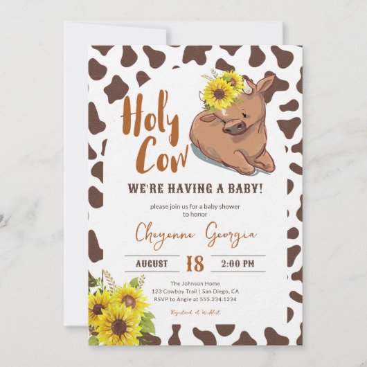 Baby shower Boerderij van  van het Heilige Koe Kaart (Voorkant)