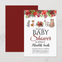 Baby shower Boeroendi Floral Woodland Animals Kaart