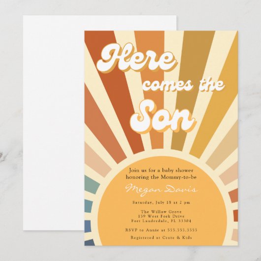 baby shower Bohemian Shower Boho Sunshine Kaart (Voorkant / Achterkant)