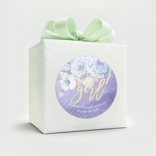 Baby shower Bohemibloemen en veren Ronde Sticker