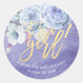 Baby shower Bohemibloemen en veren Ronde Sticker (Voorkant)