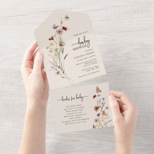 Baby shower Boho Alle In Een Uitnodiging (Afscheurbaar)