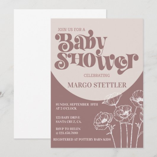Baby shower, Boho Baby shower Uitnodiging (Voorkant / Achterkant)
