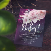 Baby Shower Boho Bloemendecoratie Veer Paars Bokeh Kaart