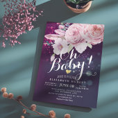 Baby Shower Boho Bloemendecoratie Veer Paars Bokeh Kaart