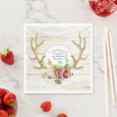 Baby shower Boho Blush Bourgogne Roos Deer Antlers Servet (Insitu)