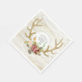 Baby shower Boho Blush Bourgogne Roos Deer Antlers Servet (Hoek)